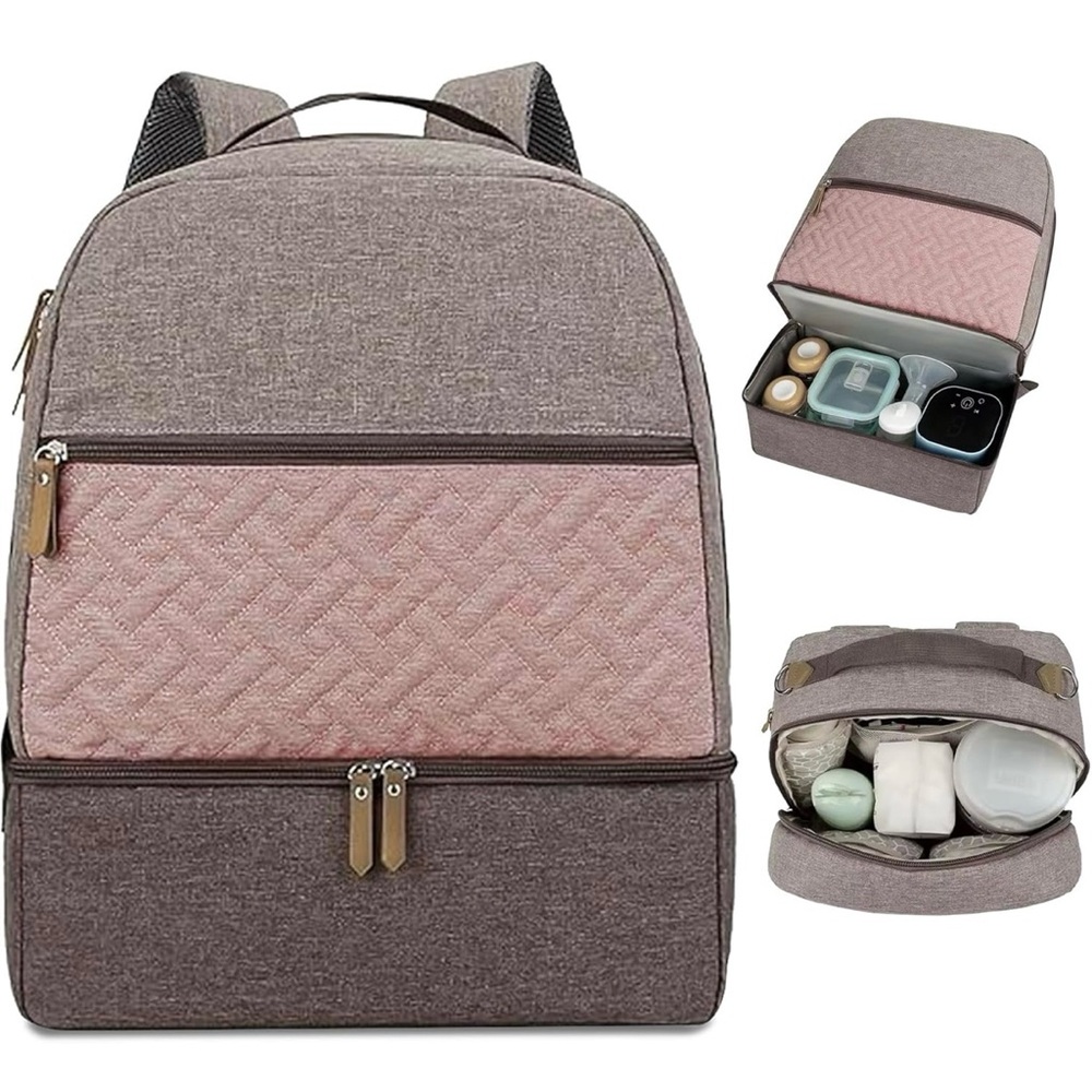 Baby Diaper Bag Backpack-Multi-Function Waterproof Baby Bag,Medium(Rose&Grey)